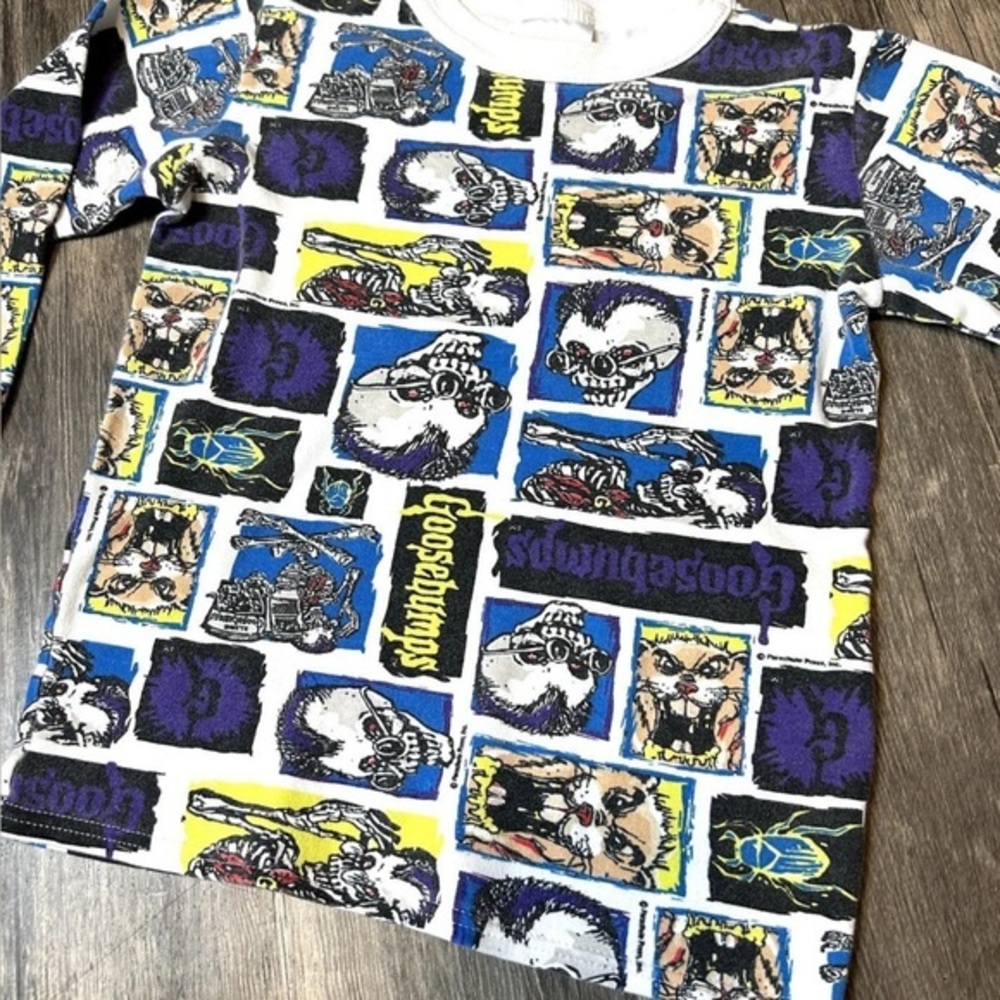 Goosebumps Vintage Curly The Skeleton Kids Long Sleeve Underwear Top Size 8